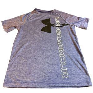 Boy Youth Size Large Loose Blue Under Armour Logo T-shirt Hear Gear